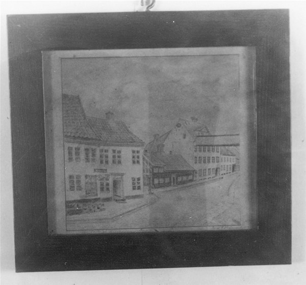 Blyantstegning. Vestergade 1852